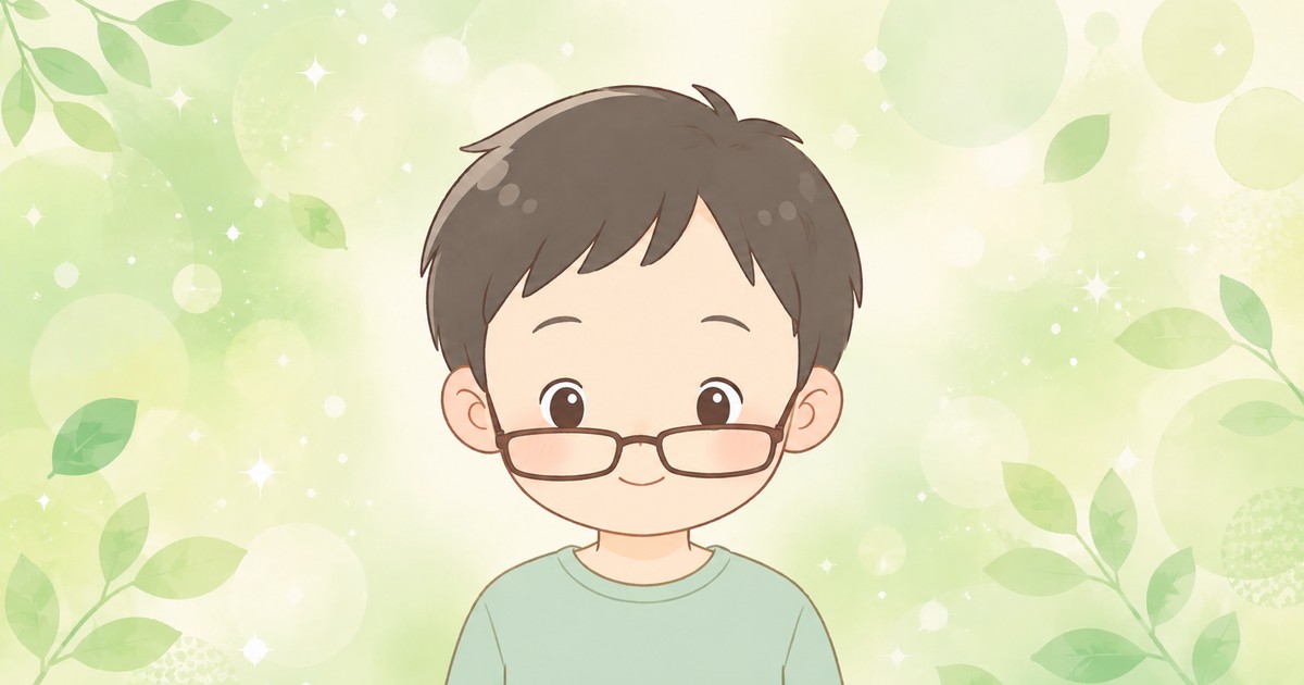 メガネが鼻の下までずり落ちている男の子のイラスト
